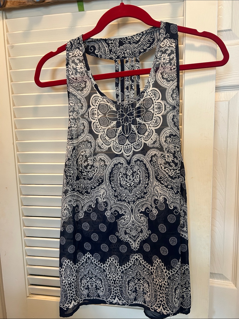 Elodie Navy and White Paisley Tank